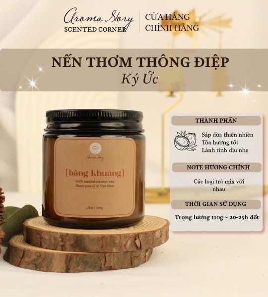 Nến Thơm Cốc Thủy Tinh Hương Thơm Khu Vườn Trà "Bâng Khuâng" Aroma Story 100g