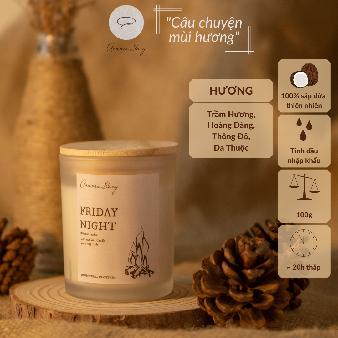 [8 Hương] BST Nến Thơm Cốc Thủy Tinh Nắp Gỗ Nhiều Hương Thơm Aroma Story 100g