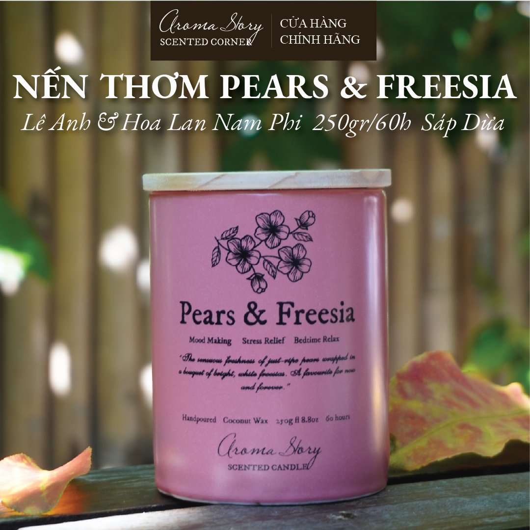 Nến Thơm Cốc Gốm Sứ Bát Tràng Hương Nước Hoa Pear & Freesia Aroma Story Size 250g